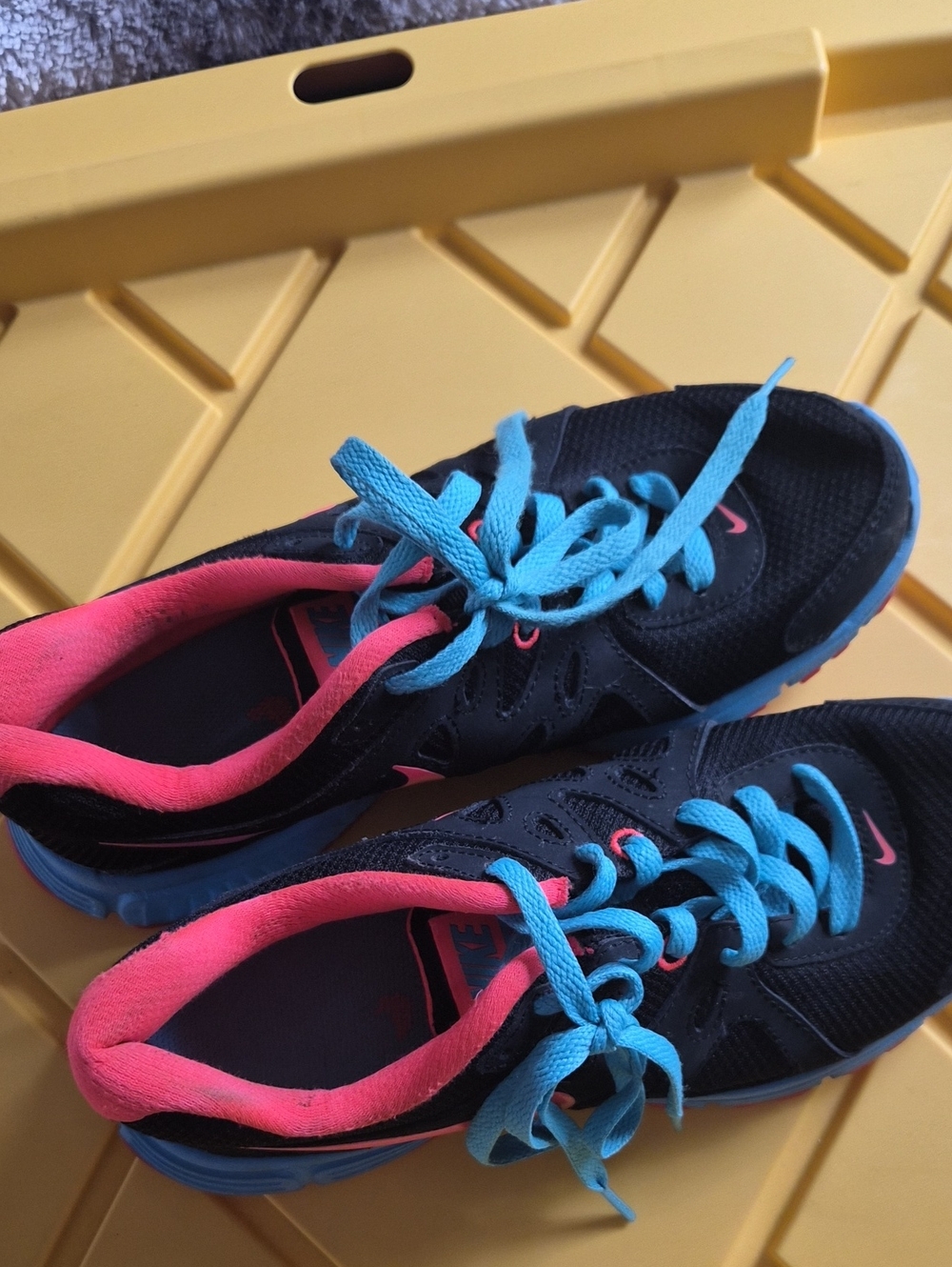 Nike womens Black Running Shoes with Pink & Blue Accents